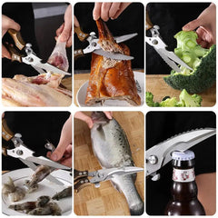 Kitchen Scissors Chicken Bone Kitchen Shears Duck Fish Cutting Stainless Steel Chicken Wings Fish Killing Knife Cooking Scissors - Honesty Sales U.K