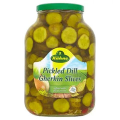 Kuhne Pickled Dill Gherkin Slices 2450g (Drained Weight 1320g) - Honesty Sales U.K