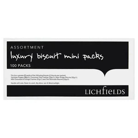 Lichfields 100 Assorted Luxury Biscuit Mini Packs (Case of 100) - Honesty Sales U.K