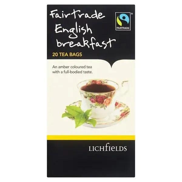 Lichfields Fairtrade English Breakfast 20 Tea Bags 40g - Honesty Sales U.K