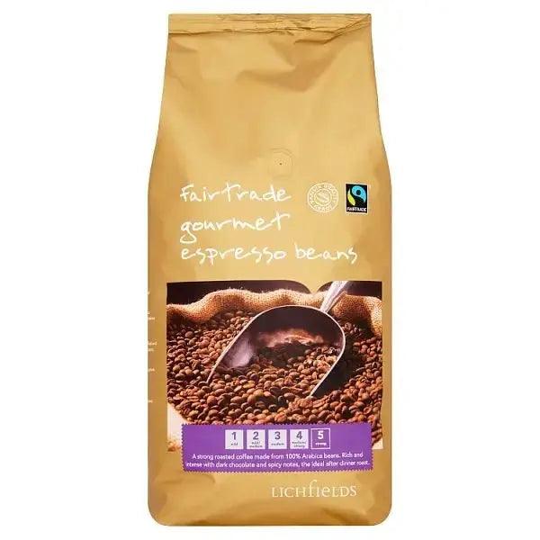 Lichfields Fairtrade Gourmet Espresso Beans 1kg - Honesty Sales U.K
