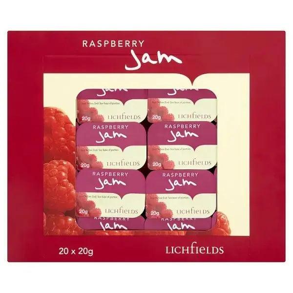 Lichfields Raspberry Jam Individual Portions 20 x 20g - Honesty Sales U.K