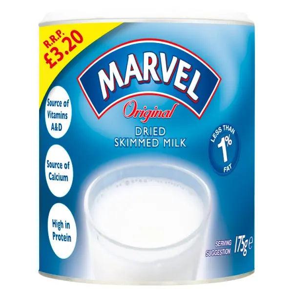 MARVEL Original Dried Skimmed Milk 12 x 175g PMP £3.20 (Case of 12) - Honesty Sales U.K