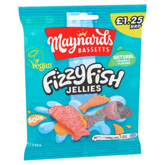 Maynards Bassetts Fizzy Fish Sweets Bag 130 (Case of 12) - Honesty Sales U.K