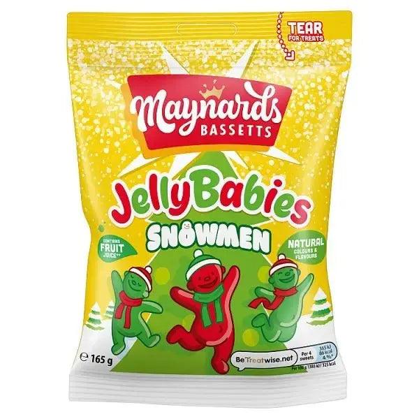 Maynards Bassetts Jelly Babies Snowmen Sweets Bag 165g (Case of 12) - Honesty Sales U.K