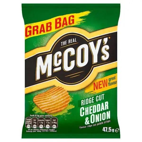 McCoy's Cheddar & Onion Flavour Ridge Cut Potato Crisps 47.5g (Case of 25) - Honesty Sales U.K