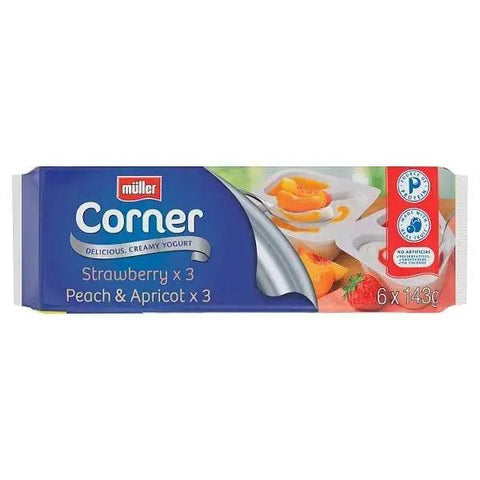 Müller Corner Strawberry and Peach Apricot Yogurts - Honesty Sales U.K