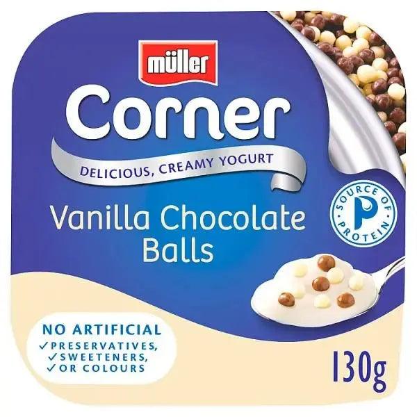Muller Corner Vanilla Yogurt with Chocolate Balls 130g - Honesty Sales U.K