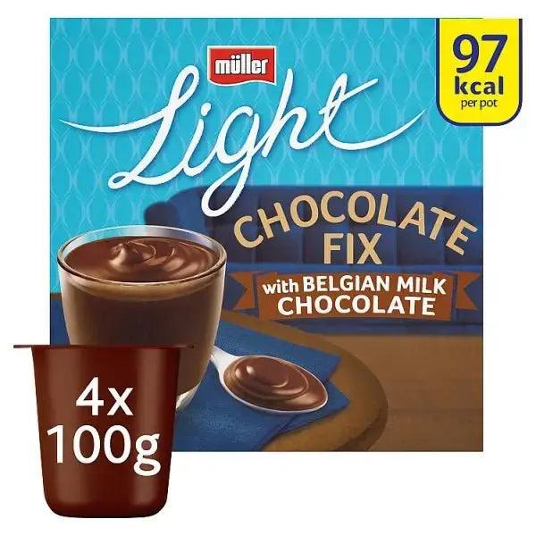 Muller Light Chocolate Fix Milk Chocolate Dessert 4 x 100g (Case of 6) - Honesty Sales U.K