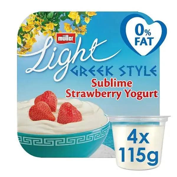 Müller Light Greek Style Sublime Strawberry Yogurt 4 x 115g (460g) (case of 6) - Honesty Sales U.K