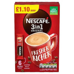 Nescafé 3in1 Original Coffee Milk Sugar 6 x 17g (102g) (Case of 11) - Honesty Sales U.K