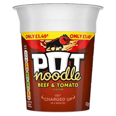 Pot Noodle Standard Pot Beef & Tomato 90 g (Case of 12) - Honesty Sales U.K