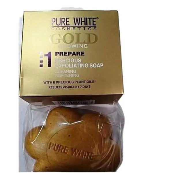 Pure White Cosmetics Gold Glowing No.1 Precious Exfoliating Soap 150G - Honesty Sales U.K