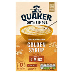 Quaker Oat So Simple Golden Syrup Porridge Sachets 10x36g (Case of 9) - Honesty Sales U.K