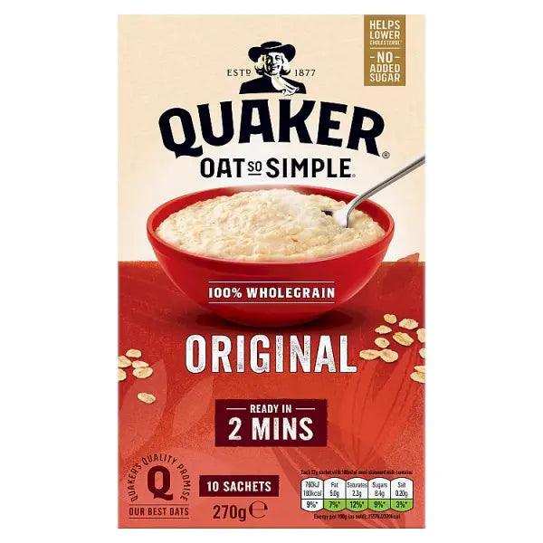 Quaker Oat So Simple Original Porridge Sachets 10x27g (Case of 9) - Honesty Sales U.K