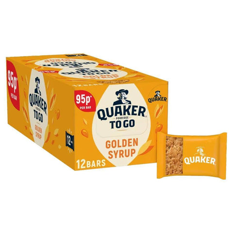 Quaker Porridge To Go Golden Syrup Breakfast Bar 55g (Case of 12) - Honesty Sales U.K