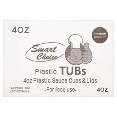Smart Choice 4oz Plastic Tubs Sauce Cup & Lids 500 Sets - Honesty Sales U.K