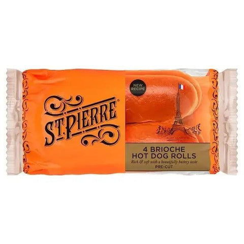 St Pierre 4 Brioche Hot Dog Rolls Pre-Cut: Elevate Your Hot Dog Experience with Gourmet Brioche Rolls - Honesty Sales U.K