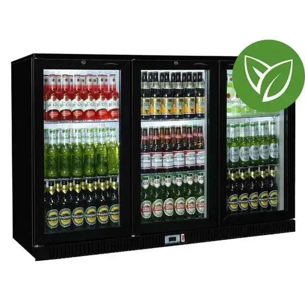 Sterling Pro Green SP3HC-BH Black Triple Door Hinged Bottle Cooler 300 Ltrs / 274 Bottles - Honesty Sales U.K