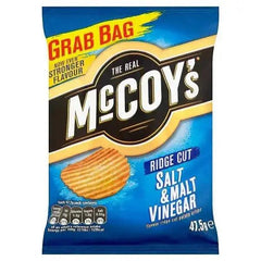 The Real McCoy's Salt & Malt Vinegar Flavour Ridge Cut Potato Crisps 47.5g (Case of 26) - Honesty Sales U.K
