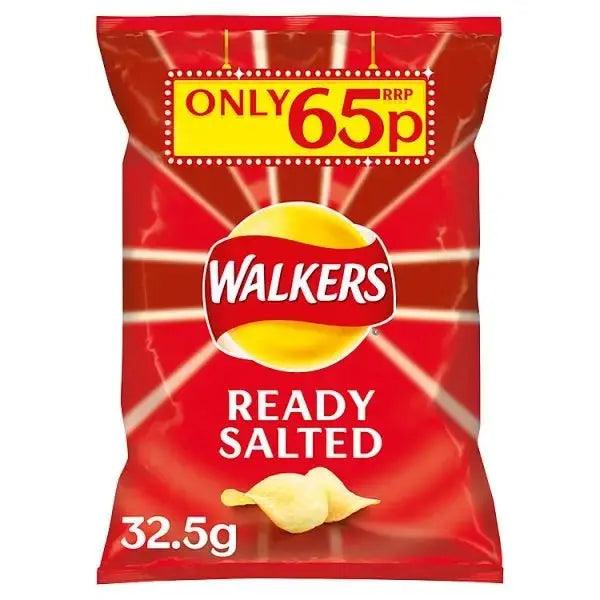 Walkers Ready Salted Crisps 65p PMP 32.5g (Case of  32) - Honesty Sales U.K