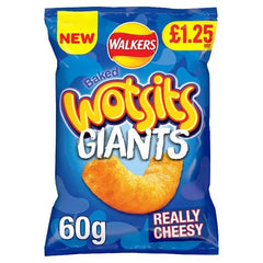Walkers Wotsits Giants Really Cheesy Snacks Crisps PMP 60g (Case of 15) - Honesty Sales U.K