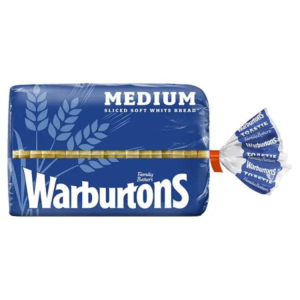 Warburtons Medium Sliced Soft White Bread 400g (Case of 1) - Honesty Sales U.K