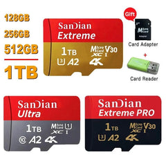 Class 10 mini sd memory card 128GB 512GB micro TF sd card 256GB 256GB 1TB Smart SD/TF cards for Phone/camera Give card reader - Honesty Sales U.K