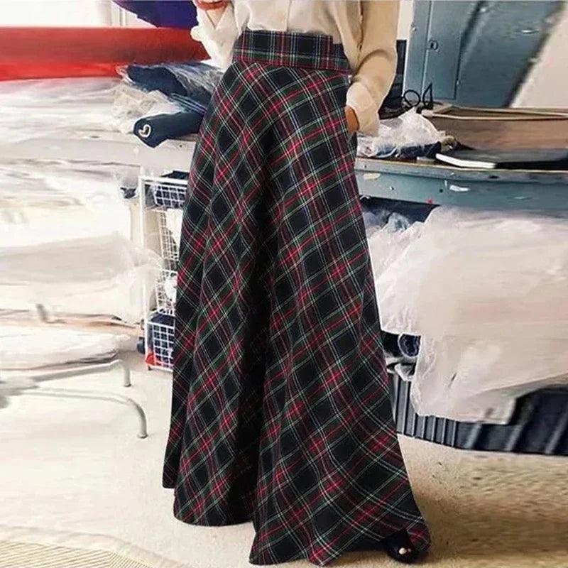 Women Korean Style Retro Plaid A-line Skirt - Honesty Sales U.K
